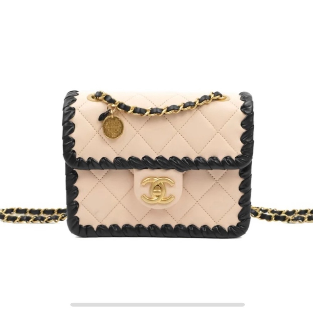 Chanel Lambskin & Black Whipstitch Mini Bag